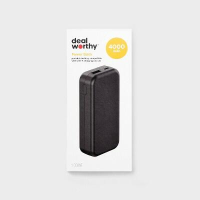 Dealworthy™ 4000mAh Power Bank with Micro USB Cable Black