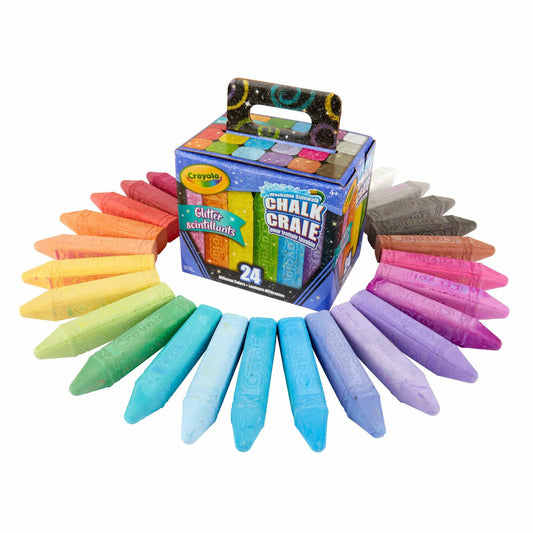 Crayola Glitter Chalk 24 Count Assorted Colors Washable Sidewalk Art