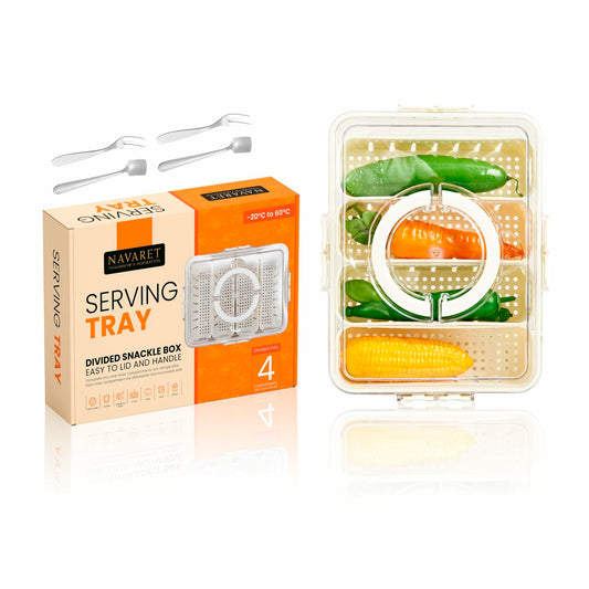 [Like_new] Snackle Box Divided Serving Tray with Lid & Handle 4 Compartments