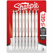 Sharpie S-Gel Fashion Barrel Gel Pens 0.7mm Black Ink White Barrel 8 Pack