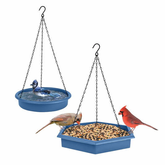 Natures Way RPFT4 EcoCycle Combo Cafe 2in1 Bird Feeder&Bird Bath  Blue  Case of4