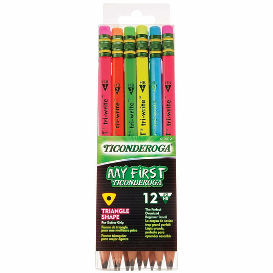 Ticonderoga My First Tri-Write Pre-Sharpened #2 Pencils Neon 12 Pack