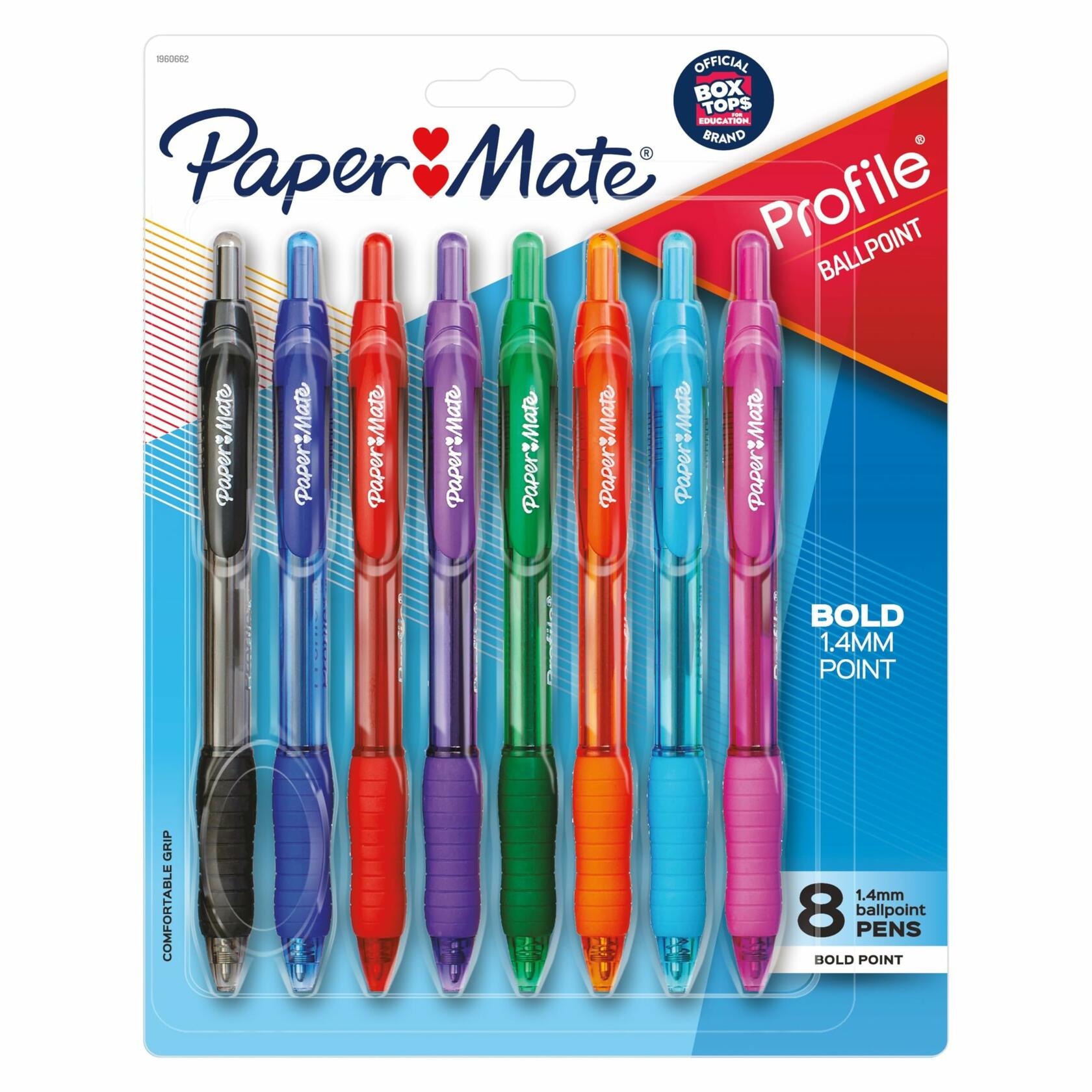 Paper Mate Profile Retractable Ballpoint Pens Assorted Colors 8-Count