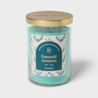 Threshold 21.5oz Glass Jar Candle Emerald Amazon with Lid