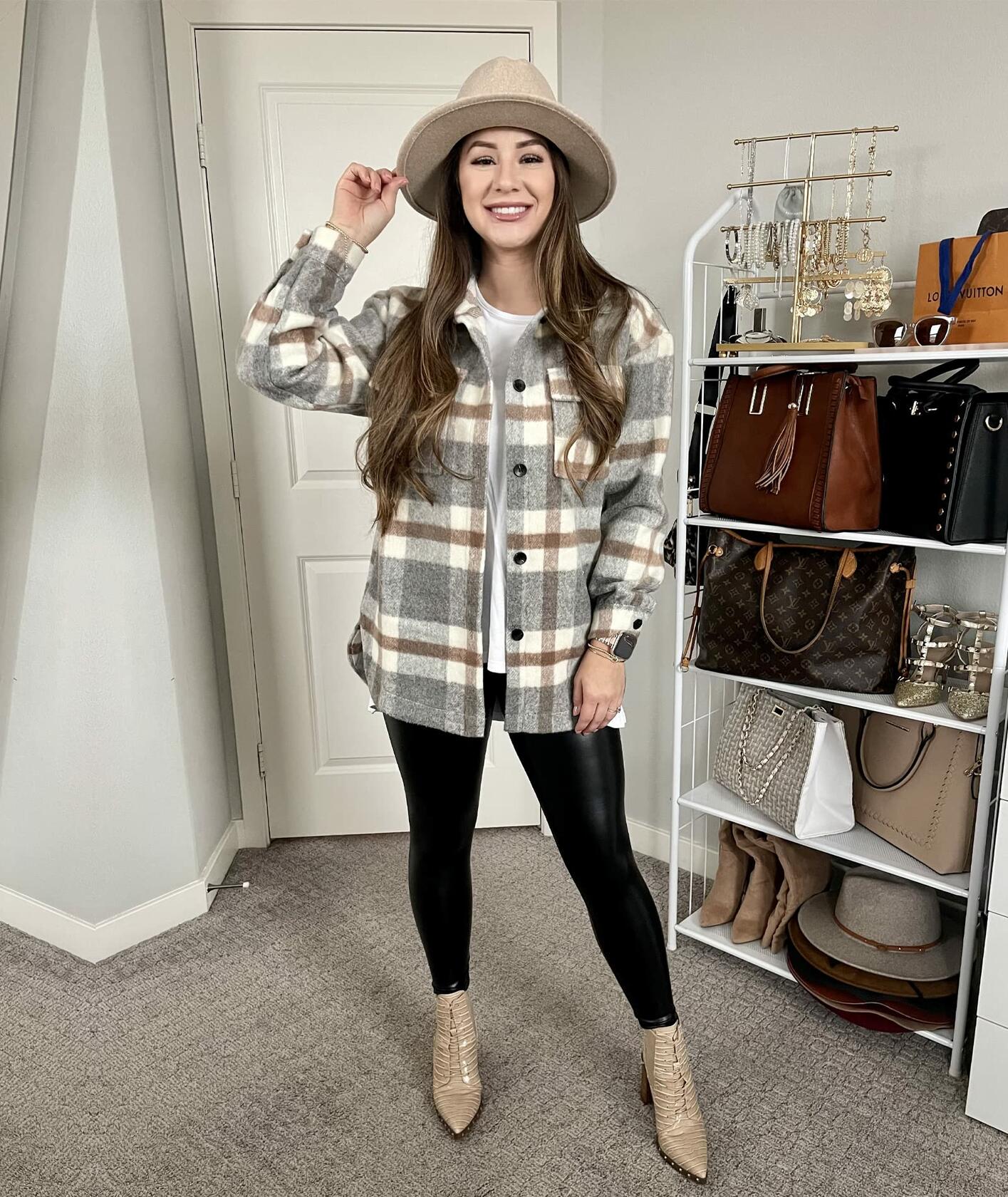 [Like New] BTFBM Women's Plaid Flannel Button Down Shirt Jacket Brown Size XL