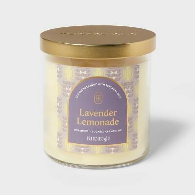 Threshold 2-Wick Glass Jar Candle Lavender Lemonade 15.1oz Yellow Lid