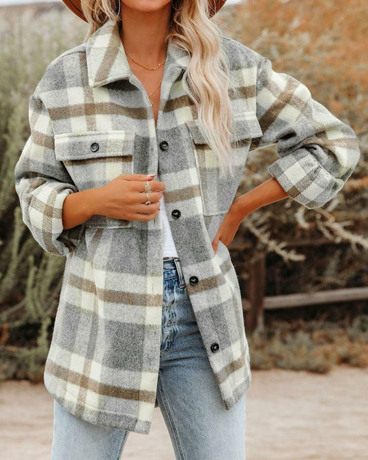 [Like New] BTFBM Women's Plaid Flannel Button Down Shirt Jacket Brown Size XL