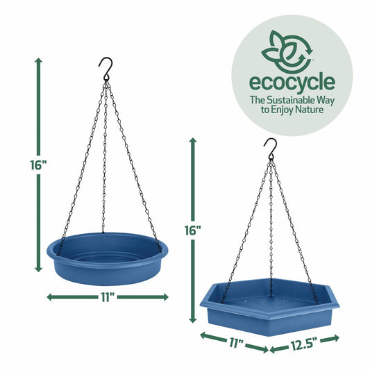 Natures Way RPFT4 EcoCycle Combo Cafe 2in1 Bird Feeder&Bird Bath  Blue  Case of4