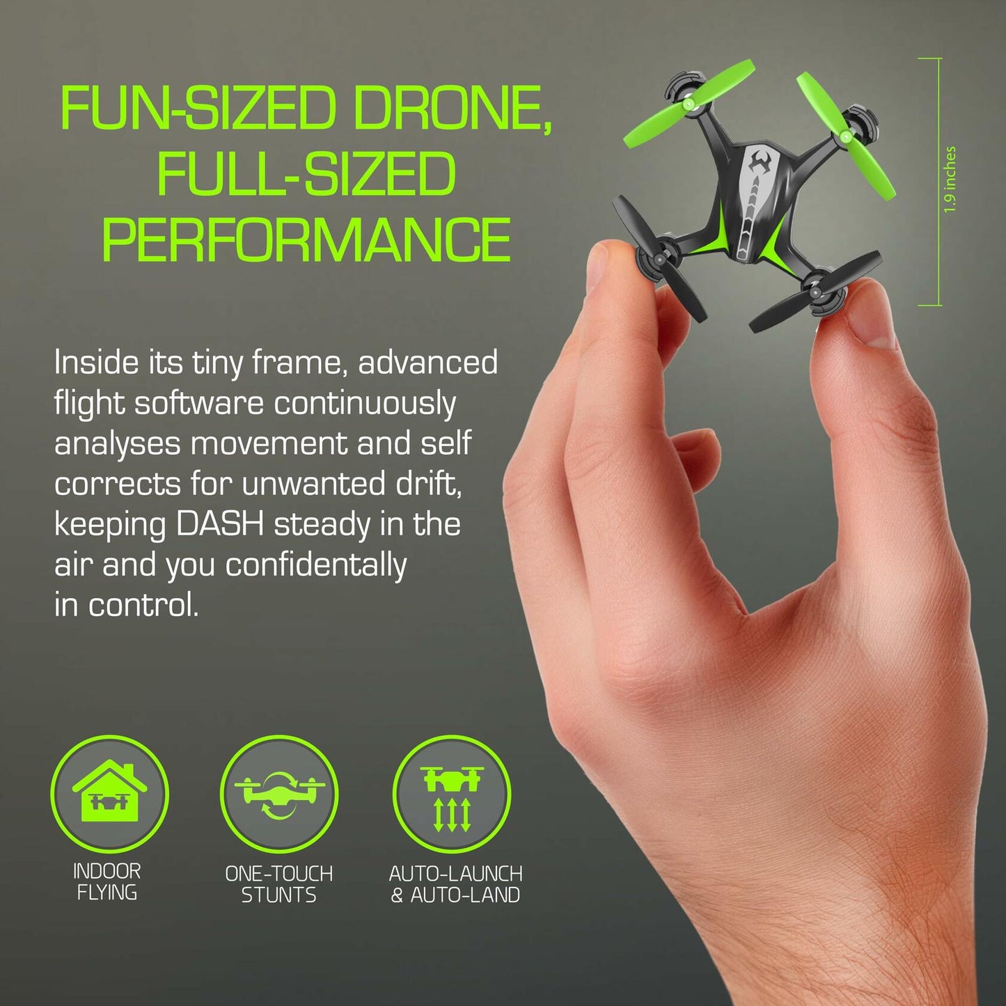 [Like New] Sky Viper Dash Nano Drone Black Green Compact Indoor Flying Quadcopter