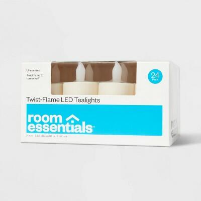 [Like New] Room Essentials 24ct Twist-Flame LED Tealight Candles Cream Battery Operated