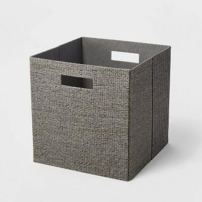 Brightroom 13x13 Fabric Bin Woven Texture Dark Gray Storage Cube