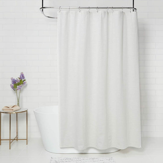 Threshold Solid Sour Cream Textured Cotton Shower Curtain Cream White