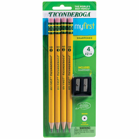Ticonderoga My First Primary #2 Beginner Pencils Pre-Sharpened Yellow 4 Ct