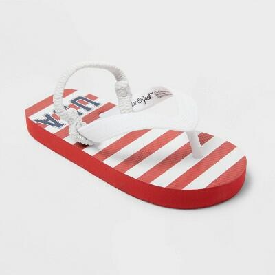 Cat & Jack Toddler Adrian Americana USA Flip Flops Red/White Size M
