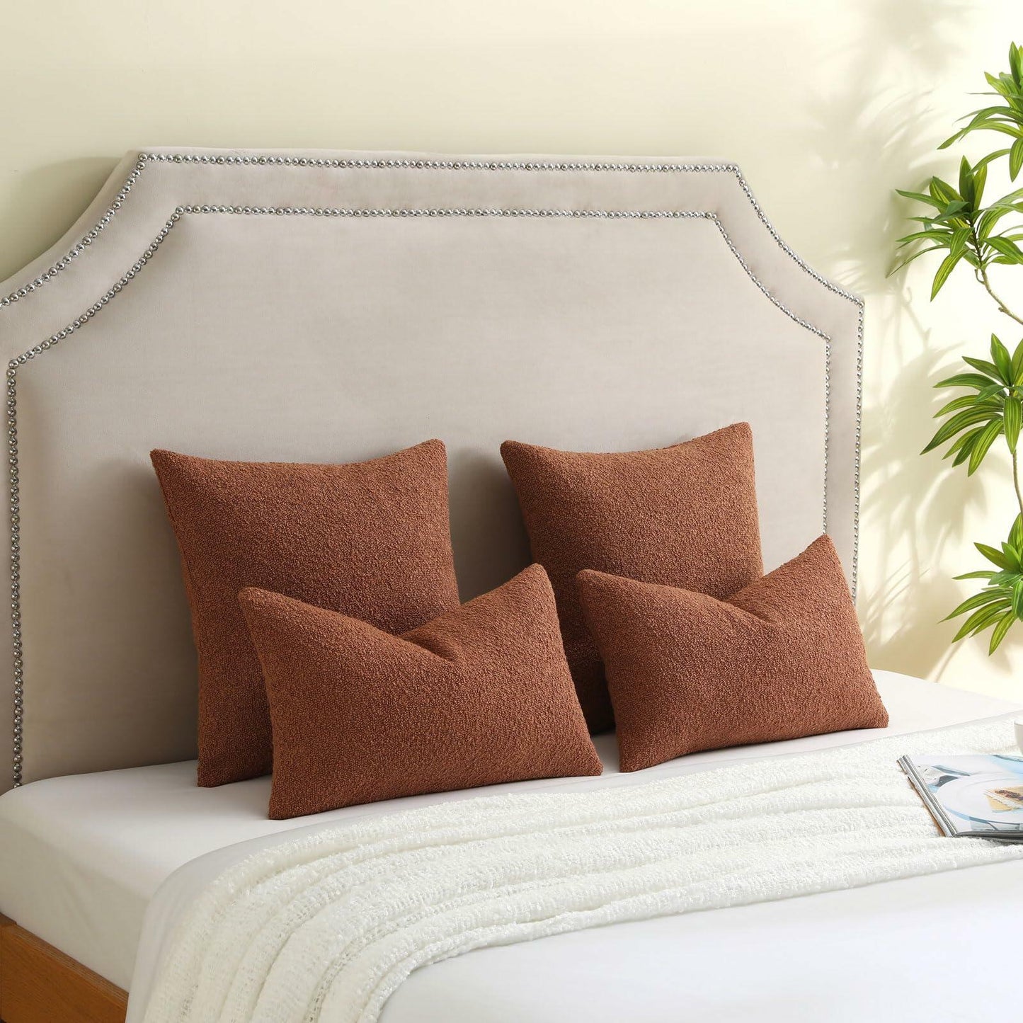 FUTEI Rust Decorative Throw Pillow Covers 12x20 Inch Pack of 2 Soft Cozy