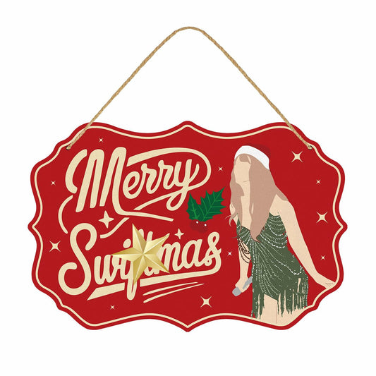 Funny Christmas Wood Door Sign Holiday Decor Welcome Front Door Hanging