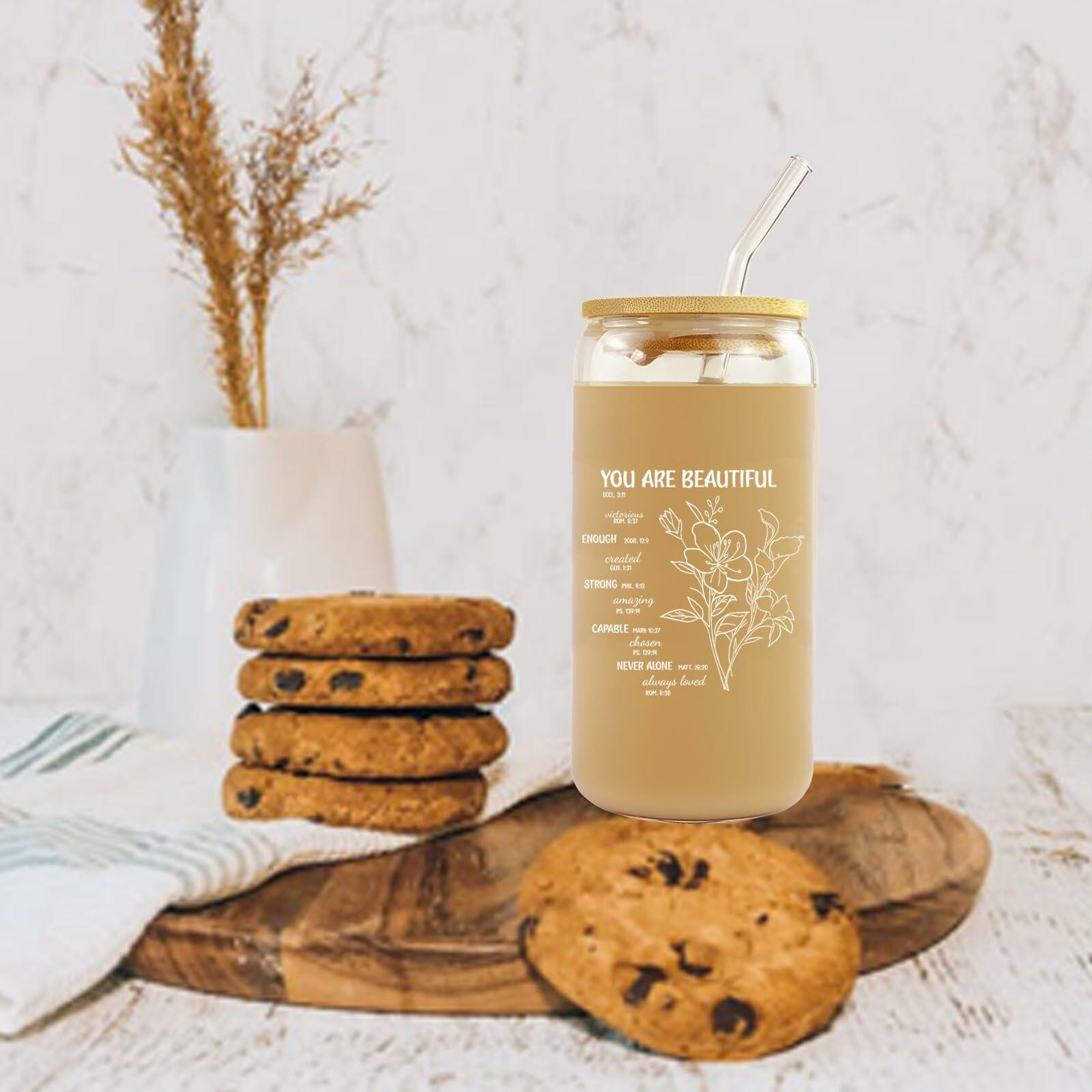 Gvlrbut Christian Glass Tumbler with Lid & Straw 16oz Clear