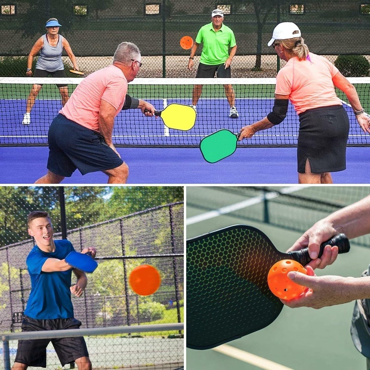 Geekman Outdoor Pickleball Balls 40-Hole USAPA Standard 6 Pack