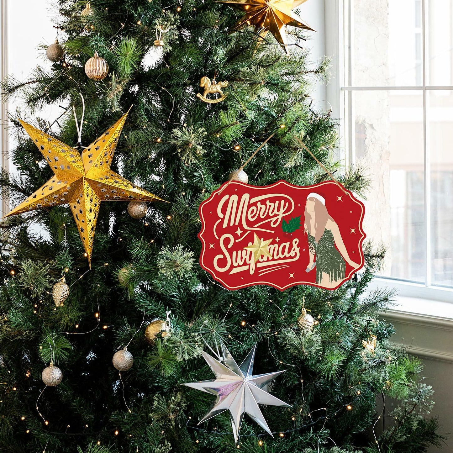 Funny Christmas Wood Door Sign Holiday Decor Welcome Front Door Hanging