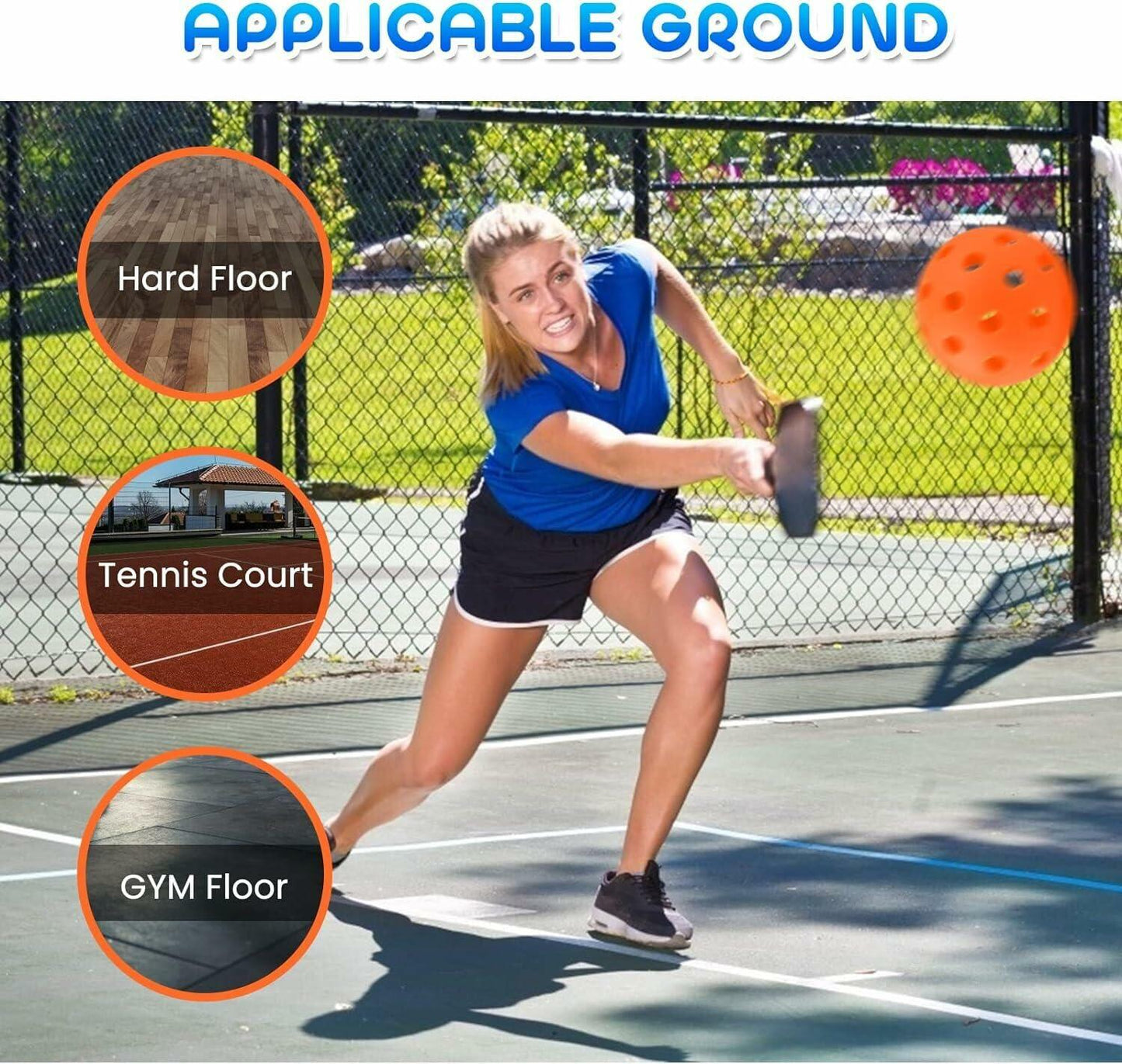 Geekman Outdoor Pickleball Balls 40-Hole USAPA Standard 6 Pack