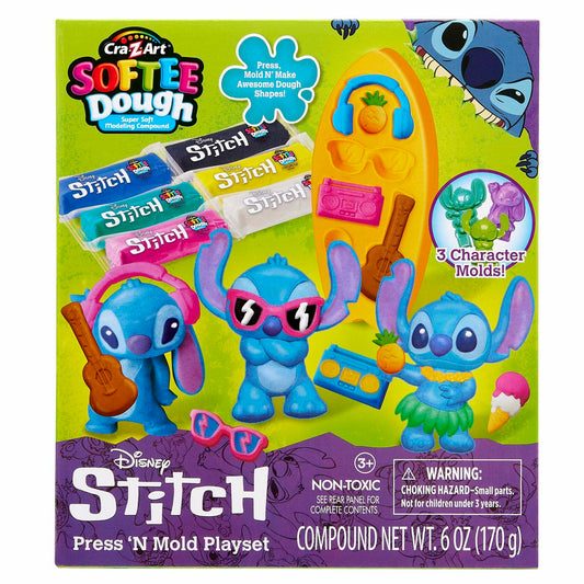 Cra-Z-Art Disney Stitch Softee Dough Press 'N Mold Playset Blue 3+