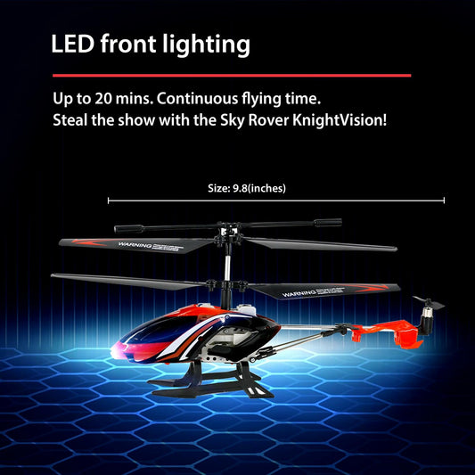 [Like_new] AlphaToys RC Helicopter Sky Rover Knight Vision LED Lights Red. Up to 7 minutes
