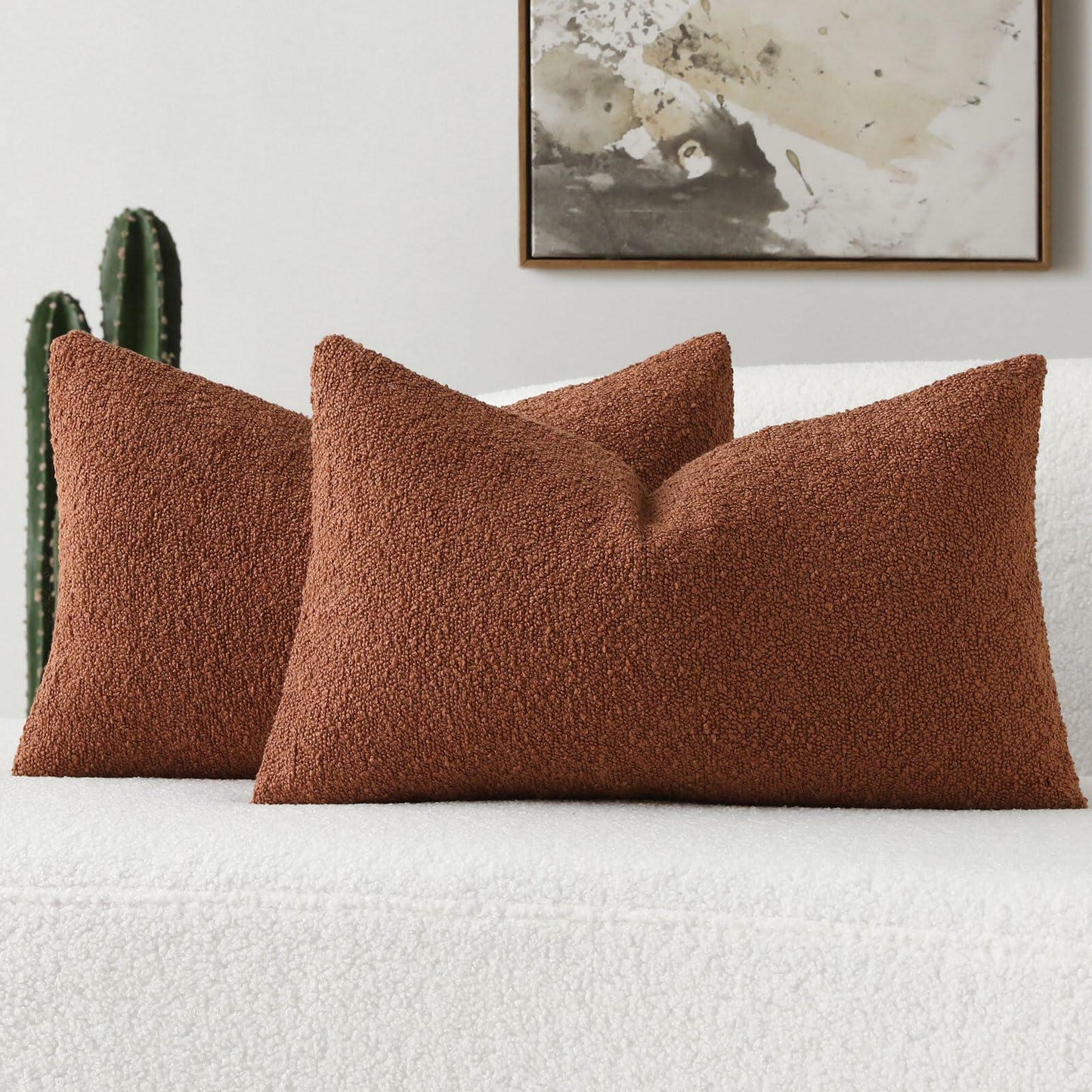 FUTEI Rust Decorative Throw Pillow Covers 12x20 Inch Pack of 2 Soft Cozy