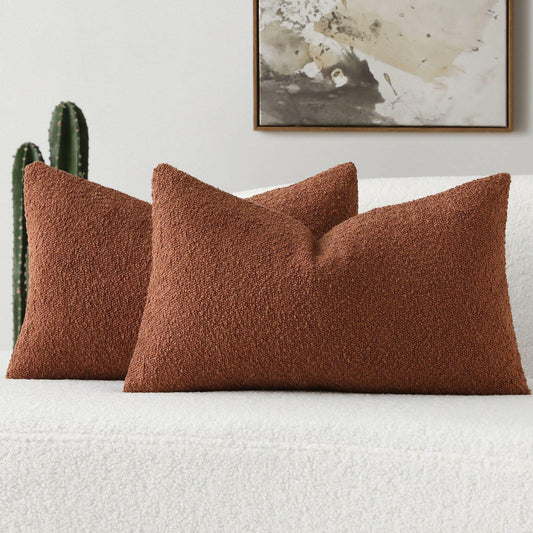 FUTEI Rust Decorative Throw Pillow Covers 12x20 Inch Pack of 2 Soft Cozy