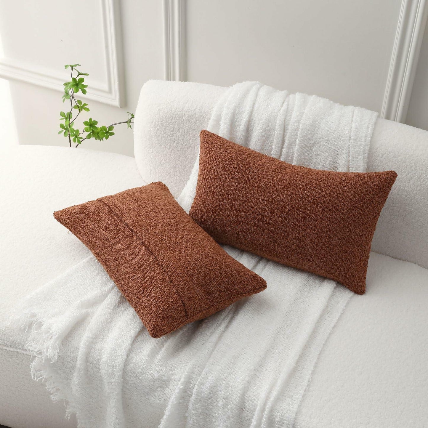 FUTEI Rust Decorative Throw Pillow Covers 12x20 Inch Pack of 2 Soft Cozy