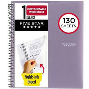 Five Star 1 Subject Wide Ruled Notebook 130 Sheets Lilac