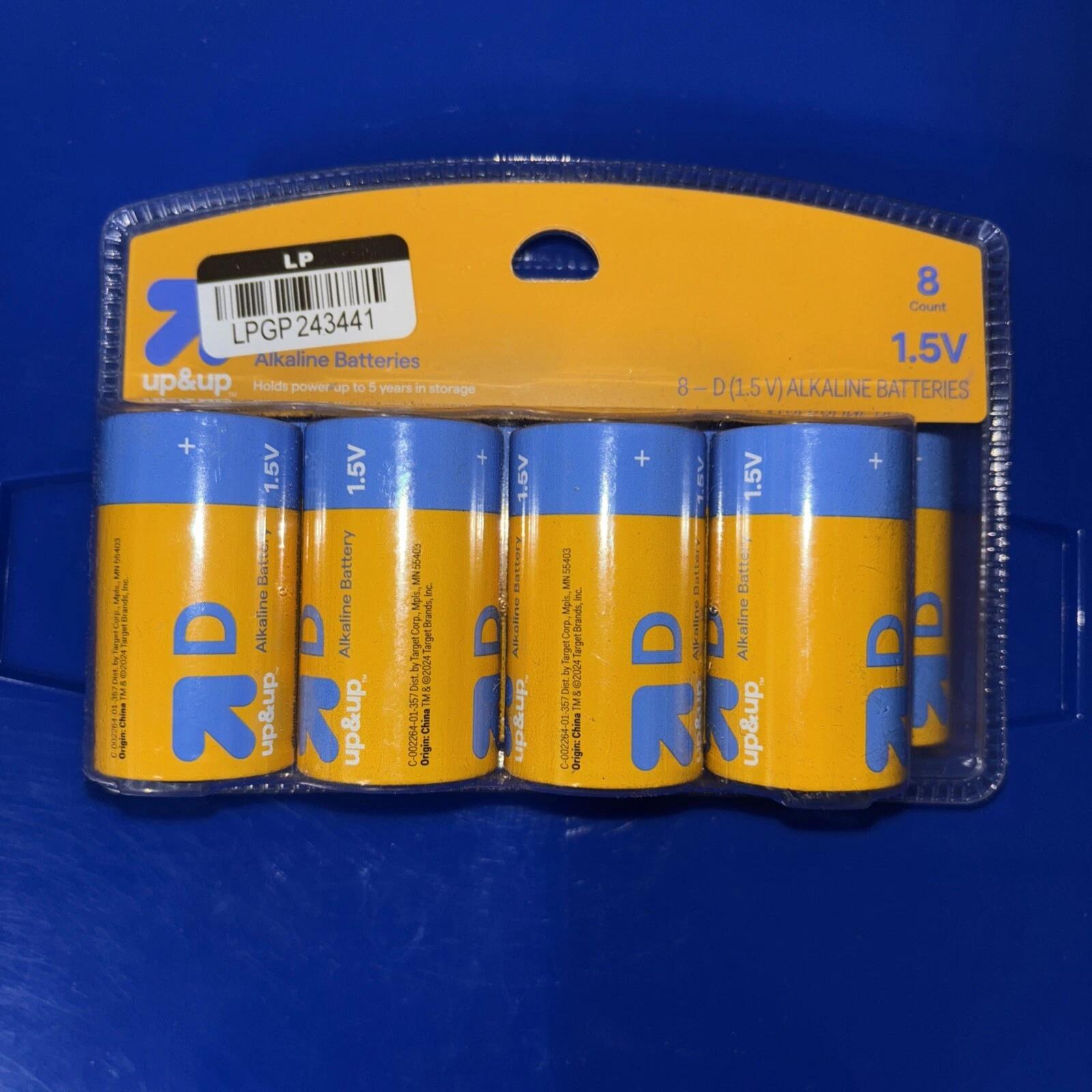 BestBy07/25 up&up D Batteries 1.5V Alkaline Single-Use 8ct Pack