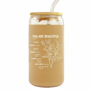 Gvlrbut Christian Glass Tumbler with Lid & Straw 16oz Clear