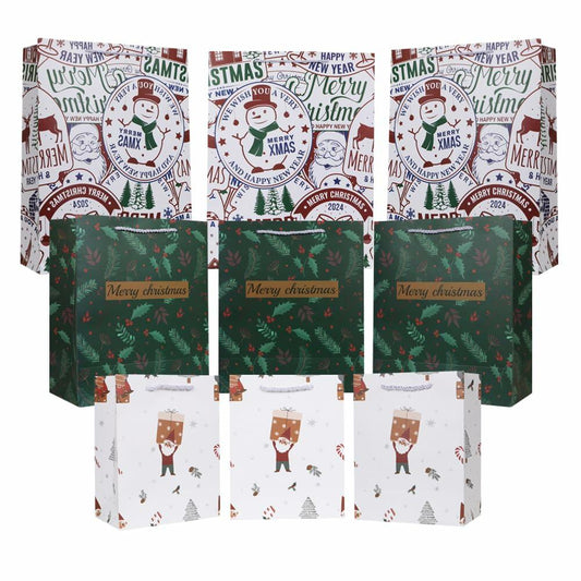 HSMOK Christmas Gift Bags Bundle Snowflakes Snowman Tree Santa Claus Set 1