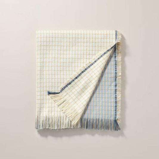Hearth & Hand Colorblock Woven Throw Blanket Tan/Blue 6x12x6
