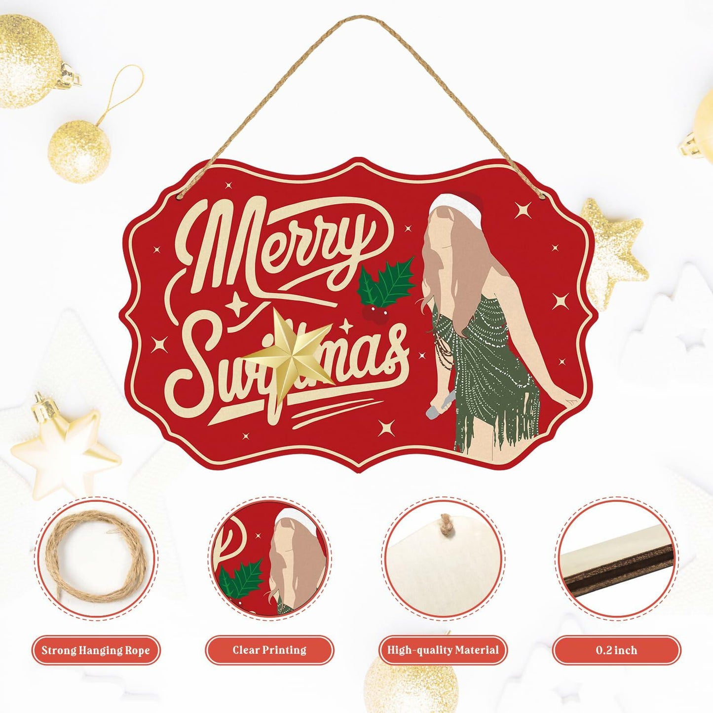 Funny Christmas Wood Door Sign Holiday Decor Welcome Front Door Hanging