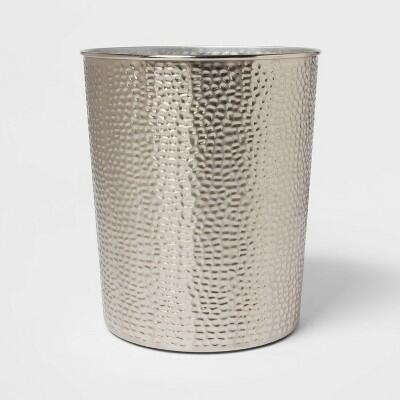 Threshold Bathroom Wastebasket Iron Silver 10" Height 246 Oz Capacity