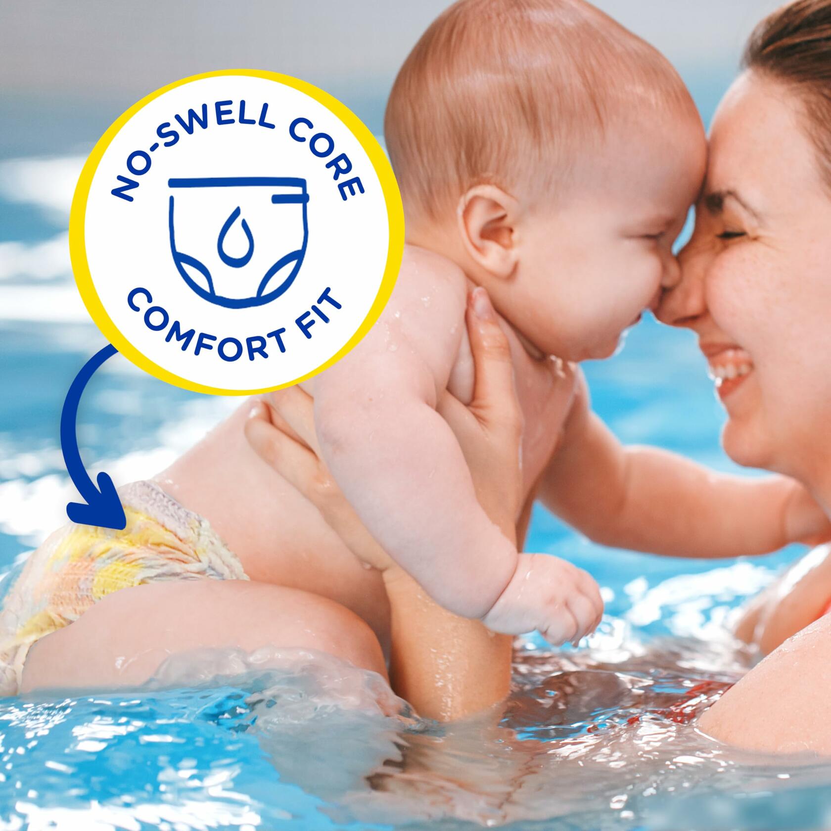 Pampers Swim Diapers Splashers Gap-Free Disposable Baby Swimming Pants Size 4