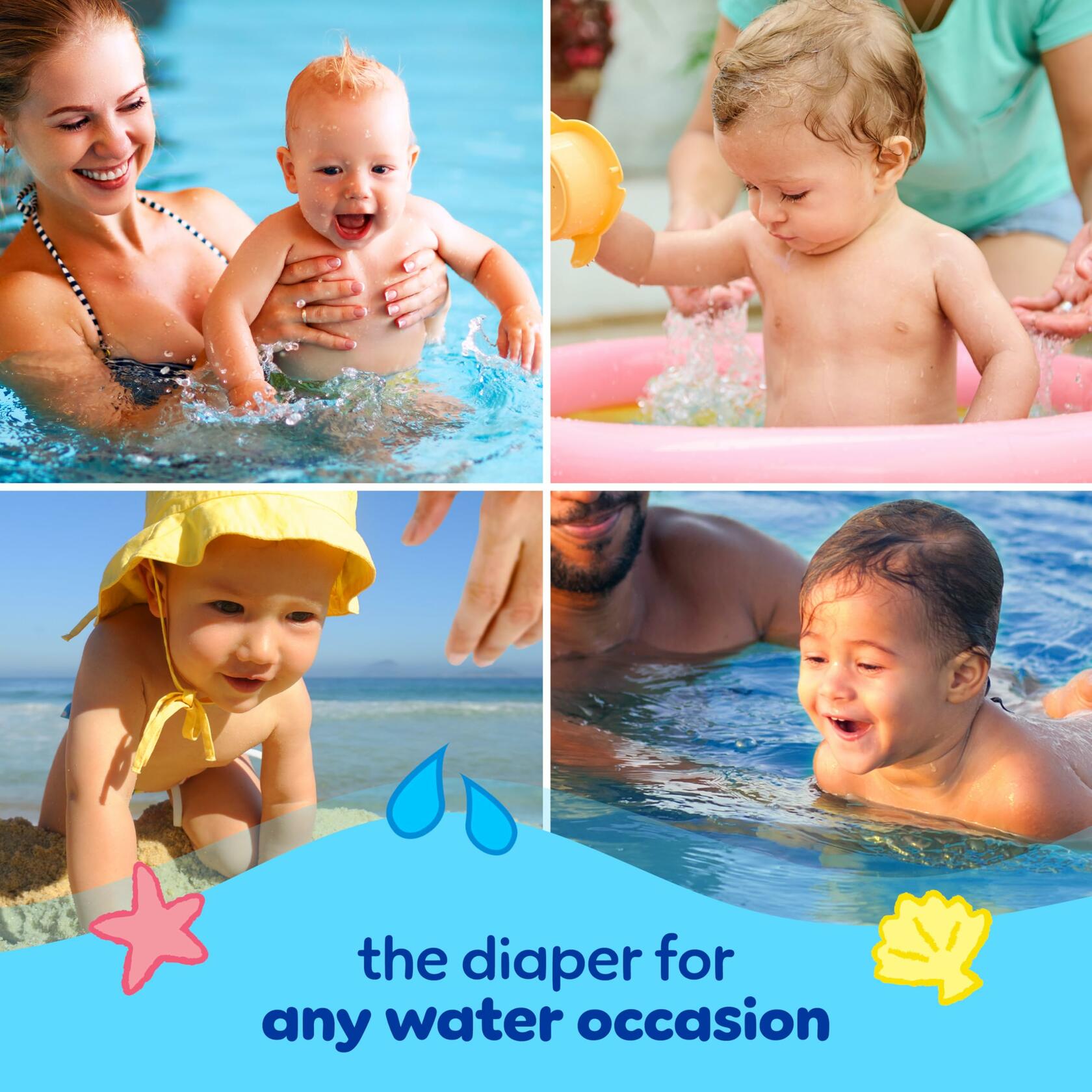 Pampers Swim Diapers Splashers Gap-Free Disposable Baby Swimming Pants Size 4