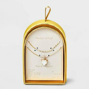 A New Day™ 14K Gold Dipped CZ Mother of Pearl Heart Pendant Necklace Gold