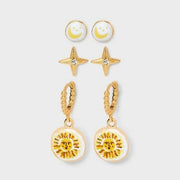 Celestial Earring Set 3pc Universal Thread™ Gold Nickel-Free Metal