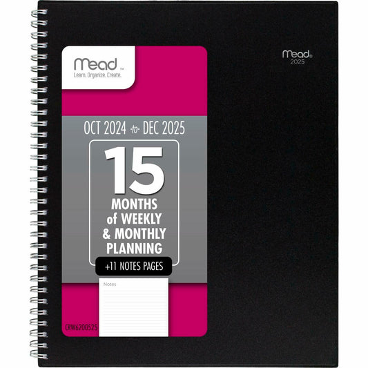 Mead 2025 Weekly Monthly Planner 15-Month Large 8.5x11 Black
