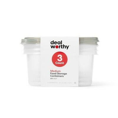 [Like New] Dealworthy Medium Rectangle Food Storage Containers 64 fl oz 3ct Clear White
