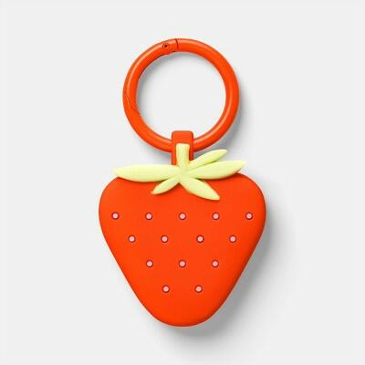 heyday AirTag Holder Strawberry Pink Silicone Keychain