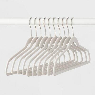 Brightroom 10pk White Velvet Flocked Hangers Clothes Sweaters Dresses Shirts
