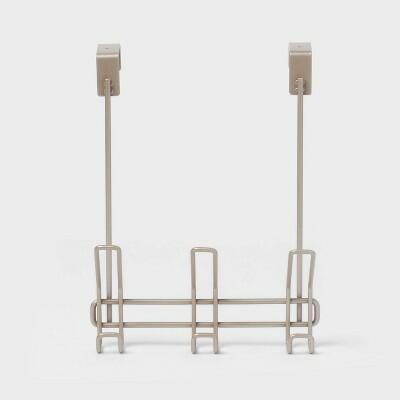 Threshold Over The Door Hook 3 Count Steel Silver Powder-Coated 15 lb Cap
