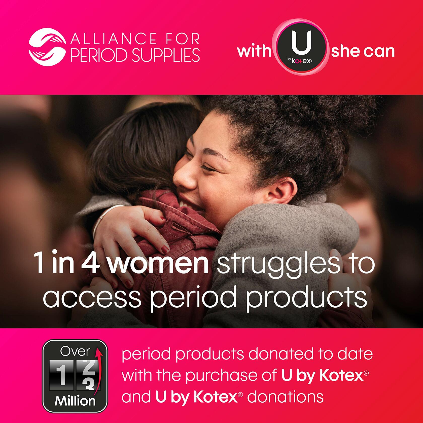 U by Kotex Maxi Pads Overnight Absorbency with Wings 40 Count. Packaging may
