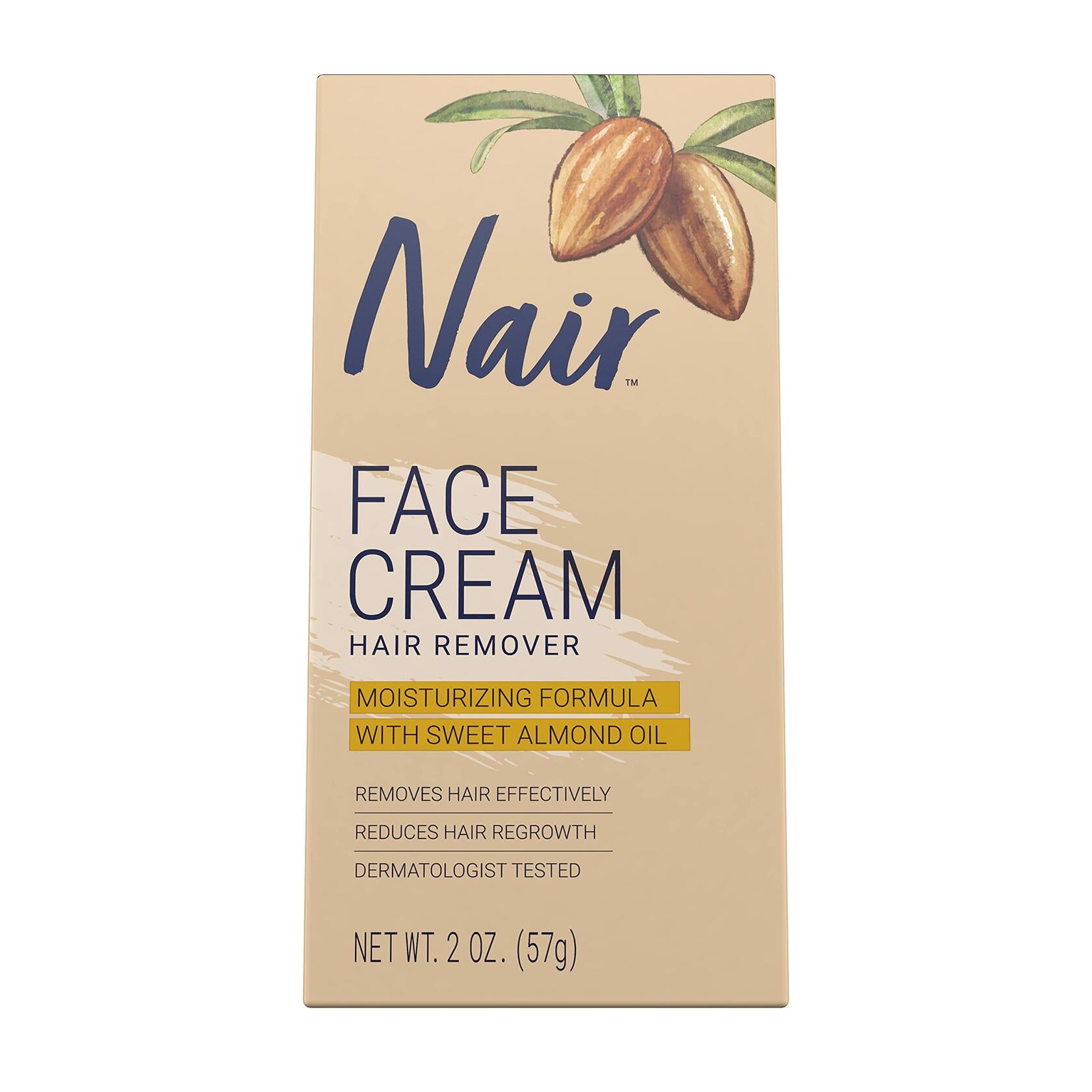 Nair Hair Remover Moisturizing Face Cream with Sweet Almond Oil 2 oz Pack of 8