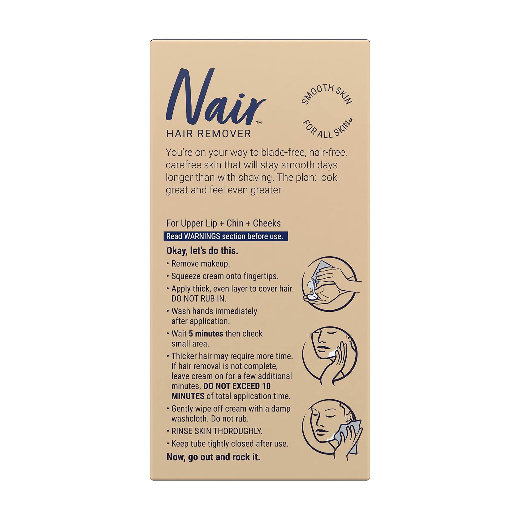 Nair Hair Remover Moisturizing Face Cream with Sweet Almond Oil 2 oz Pack of 8