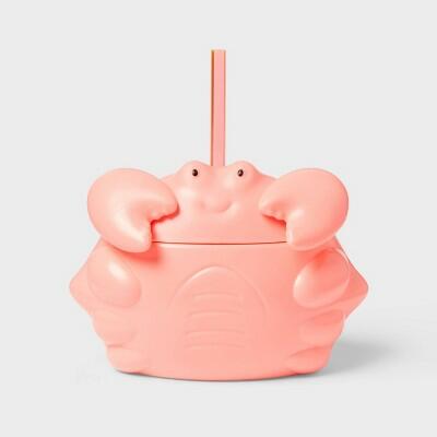 Sun Squad Figural Crab Tumbler Plastic 20 fl oz Cold Beverages Pink