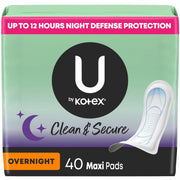 U by Kotex Maxi Pads Overnight Absorbency with Wings 40 Count. Packaging may